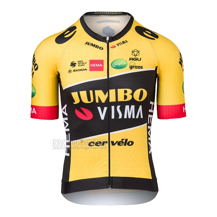2022 Cycling Jersey Jumbo Visma Black Yellow Short Sleeve and Bib Short